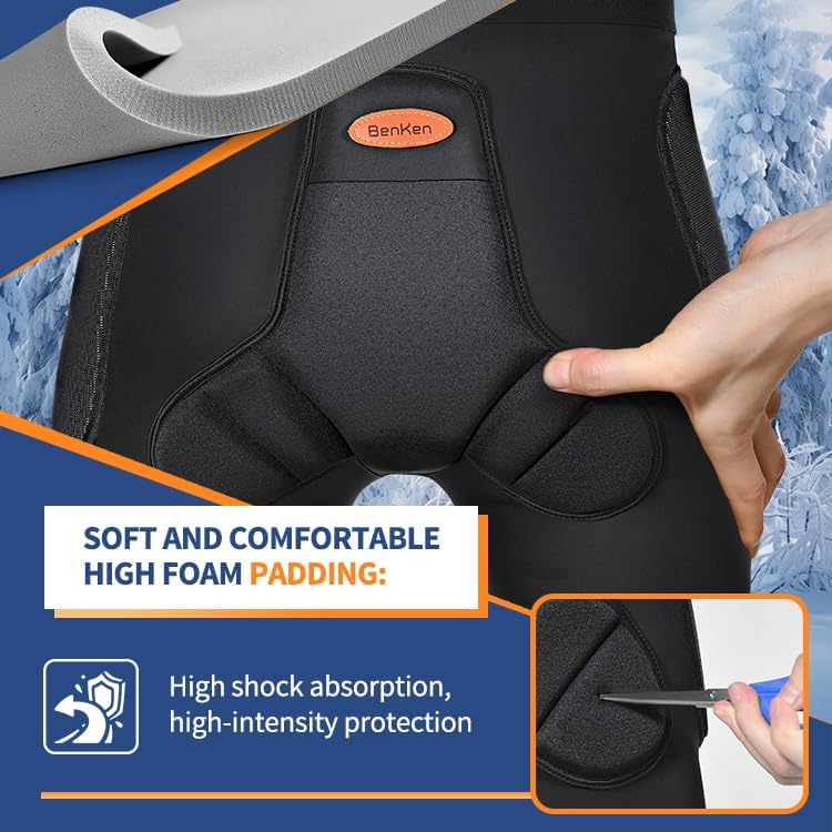BenKen 3D Hip Protection Eva Butt Pads Protective Padded Shorts for HIPS Tailbone & Butt, Padded Shorts for Skiing Skating Snowboarding Skateboarding - Image 5